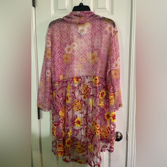 Ruby rd floral sheer stretch coverup size l - Picture 2 of 4